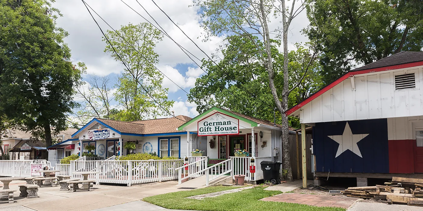 Historic storefronts in Old Town Spring, photographed in 2020
